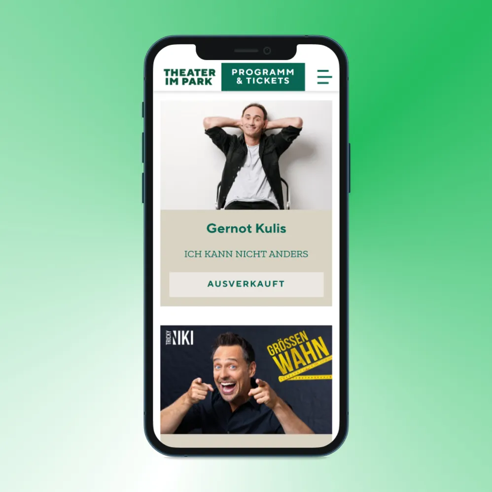 Website Theater im Park: Screenshot Mobile by ContentReactor